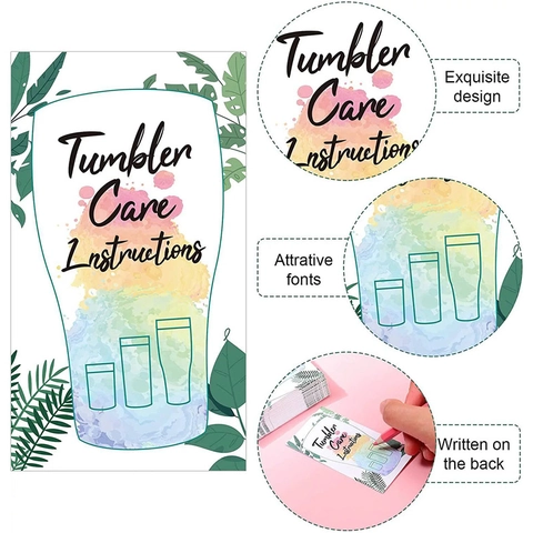 Pflegehinweise für Trinkbecher Tropisches Blatt Aquarell Design Kleingewerbe Verpackungsbeilagen Beidseitige Karten