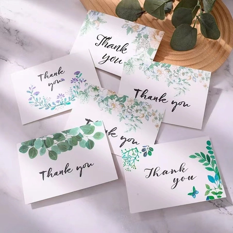 Biglietti di Ringraziamento Floreali Botanici Verdi Con Buste Biglietti Pieghevoli in Cartoncino Bianco per Matrimonio Festa