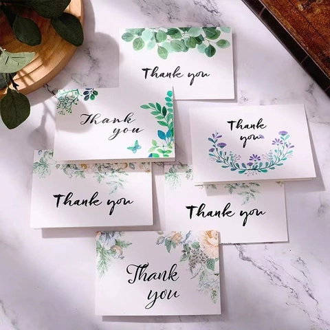 Biglietti di Ringraziamento Floreali Botanici Verdi Con Buste Biglietti Pieghevoli in Cartoncino Bianco per Matrimonio Festa