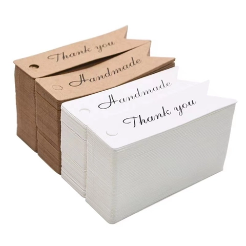 Vintage Kraft Paper Gift Tags Swallow Tail Thank You Handmade Hanging Labels For Wedding Party Baking DIY Crafts Decoration