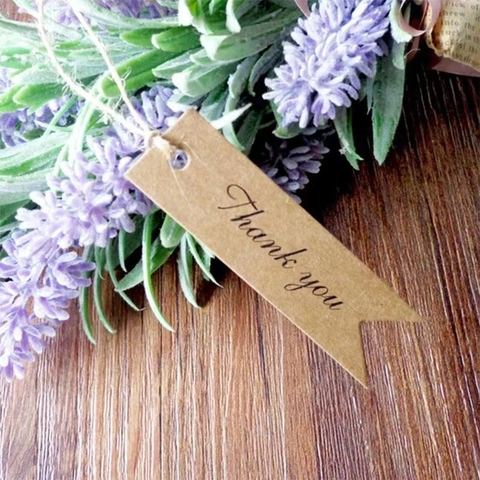 Vintage Kraft Paper Gift Tags Swallow Tail Thank You Handmade Hanging Labels For Wedding Party Baking DIY Crafts Decoration