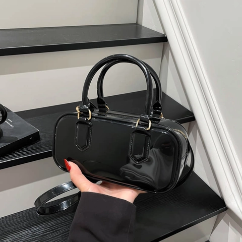 Borsa a Spalla Minimalista in Pelle PU Lucida per Donna Borsa Sottobraccio a Tracolla Versatile per Pendolarismo Quotidiano