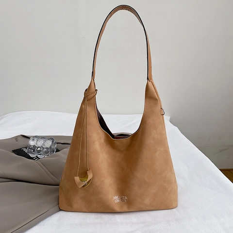 Borsa Tote da Donna in Pelle PU di Grande Capacità Minimalista Vintage Hobo Borsa a Spalla Moda Pendolare Urbana