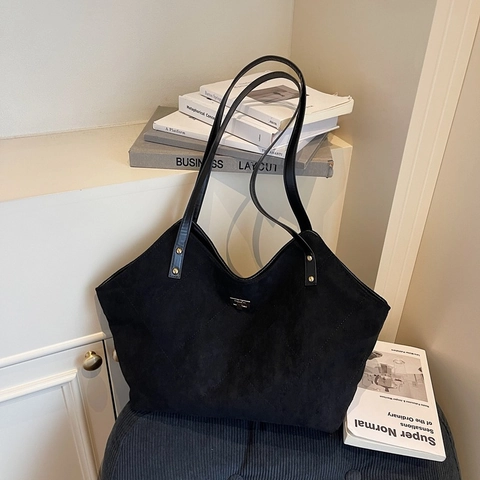Retro Wildleder Tragetasche Für Damen Rautenmuster Große Kapazität Shopper Pendler Schultertasche Mit Metallverschluss