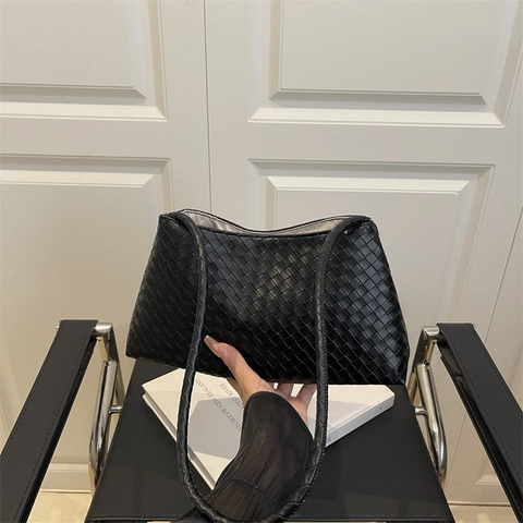 Borsa Sottobraccio in Pelle PU Intrecciata Retro Da Donna Con Pochette A Coulisse Borsa Tote Elegante Per Ufficio