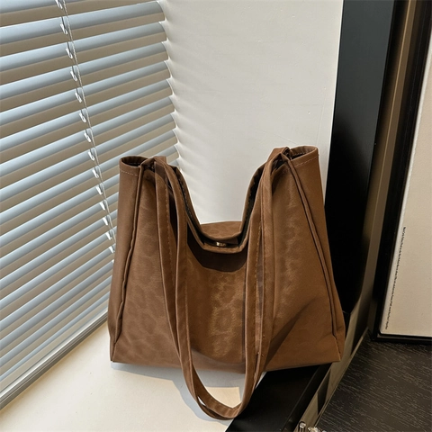 Damen Vintage Große Kapazität Wildleder Tragetasche Leopardenmuster Schultertasche Minimalistisch Pendler Handtasche Mit Anhänger