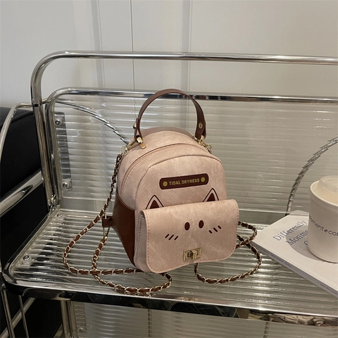 Mini Mochila con Orejas de Gato Lindas de Denim y Cuero PU Bolso de Hombro Pequeño para Mujeres Niñas Estilo Coreano Bolso Diario