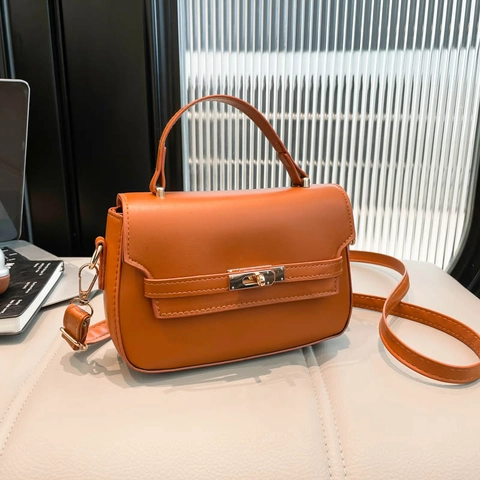 Dames Kleine PU Leren Handtas Vintage Kelly Stijl Enkele Schouder Crossbody Handtas Met Gouden Metalen Slot