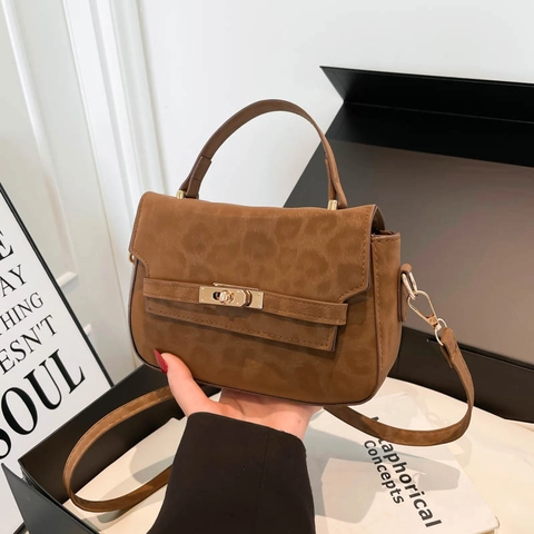 Fashion Leopard Print PU Leather Women Shoulder Bag Large Capacity Crossbody Handbag With Metal Lock Autumn Winter Retro Square Bag