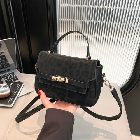 Damen PU Leder Handtasche Mit Leopardenmuster Und Goldschloss Retro Kleine Quadratische Schultertasche Urbane Umhängetasche