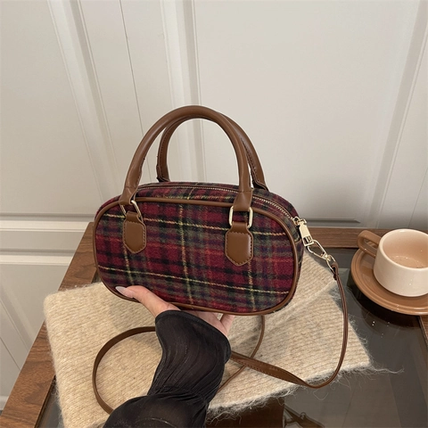 Borsa Bowling in Lana Vintage da Donna Borsa a Mano in Tweed con Tracolla Regolabile Borsa a Tracolla Quotidiana