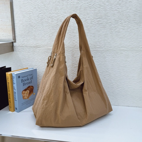 Sac Cabas en Tissu Grande Capacité Minimaliste Couleur Unie Sac à Épaule Polyvalent Sac Hobo pour Femme Voyage Shopping