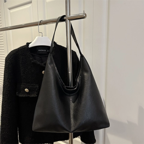 Borsa a Spalla Sottobraccio in Pelle PU Minimalista Urbana Grande Capacità Con Pochette Morbida Borsa Tote Per Donna