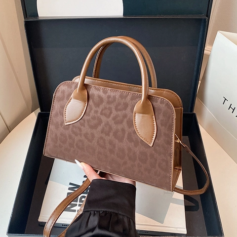 Bolso De Hombro Con Estampado De Leopardo Para Mujer Cuero PU Mate Bolso De Mano De Gran Capacidad Para El Trabajo Diario