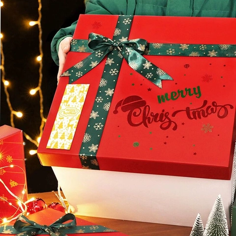 Christmas Merry Christmas Stickers Gold Rose Gold Foil Stamping Label For Gift Box Wrapping Xmas Tree Reindeer Snowflake Festive Decoration