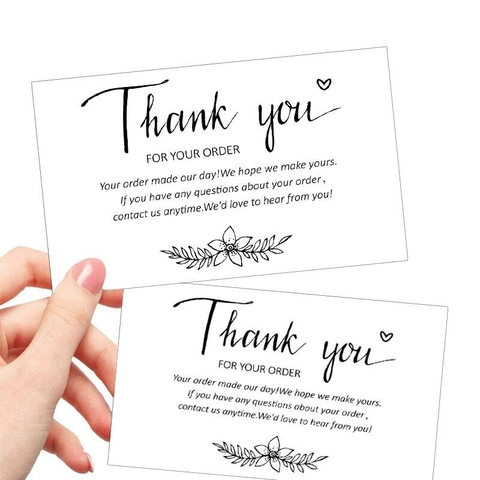 Weiße Einfache Dankeskarten Für Ihre Bestellung Kunstdruckpapier Botanisches Blumen Design Paketeinlagen Für Kleine Unternehmen Online Shop Kundenwertschätzung