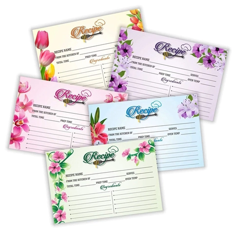 Florale Botanische Rezeptkarten Für Die Küche Doppelseitiges Aquarell Blumen Design Karton Backen Organisation Schreibwaren
