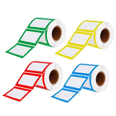 Colored Border Name Labels For Clothing School Office Self-Adhesive Rectangular Identification Sticker Labels Multicolor Border Name Tags