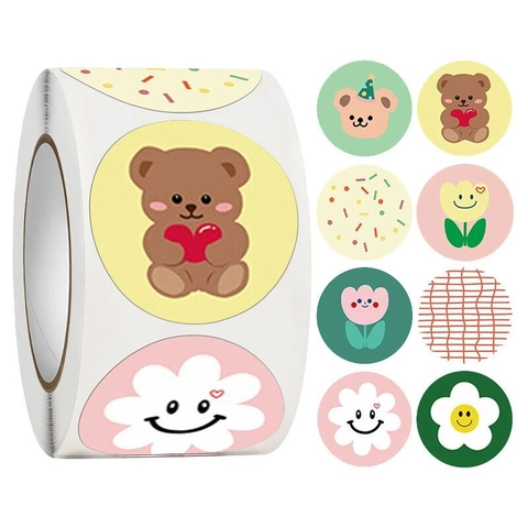 Autocollants de Récompense Ours de Dessin Animé Fleur Pour Enfants Encouragement Étiquettes Motivantes Pour Enseignants
