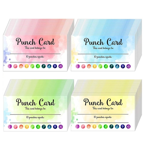 Watercolor Christmas Reward Punch Cards Customer Loyalty Incentive Cards Business Supplies Reward Coupons For Small Business Classroom Teachers Students Gifts