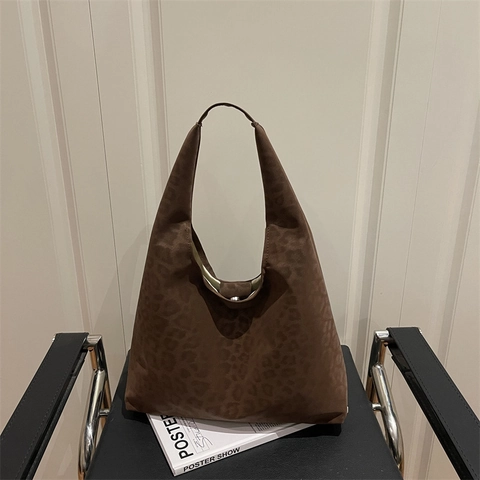 Vintage Leopardenmuster PU Leder Tragetasche Für Damen Große Kapazität Lässige Pendler Schultertasche Mode Hobo Handtasche