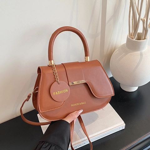 Sac à Bandoulière Femme en Cuir PU Mode Sac à Main Rétro Sac Besace Selle Minimaliste Détails Dorés Élégant pour Travail