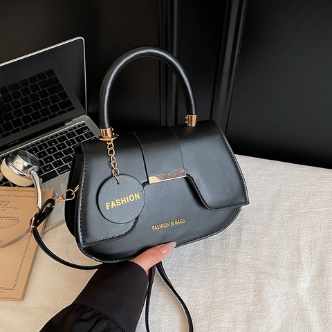Sac à Bandoulière Femme en Cuir PU Mode Sac à Main Rétro Sac Besace Selle Minimaliste Détails Dorés Élégant pour Travail