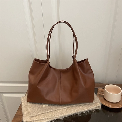 Damen Große Kapazität PU Leder Tragetasche Minimalistisch Pendeln Umhängetasche Mit Magnetschnalle Täglich Mode Urban Handtasche