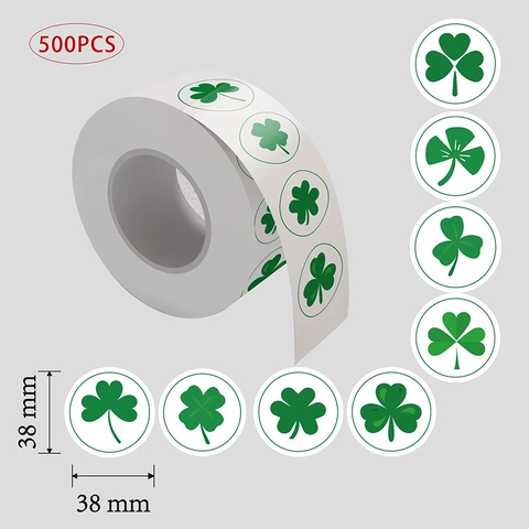 St. Patricks Day Grüne Kleeblatt Shamrock Runde Aufkleber Irisches Festival Dekorative Versiegelungsetiketten Für Geschenkdekoration Partybedarf