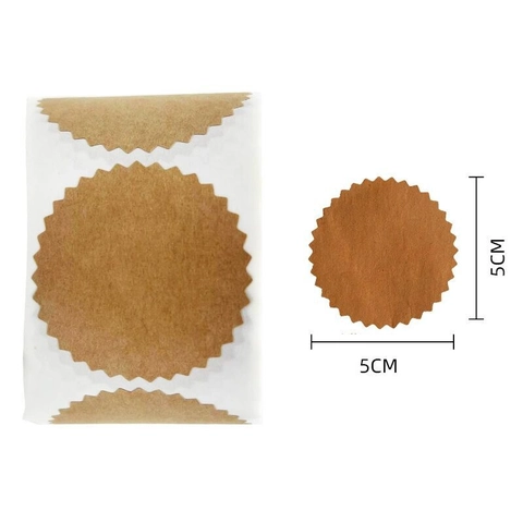 Kartelrand Ronde Kraftpapier Stickers Blanco DIY Zelfklevende Etiketten Voor Cadeauverpakking Verpakking Scrapbooking Envelop Verzegeling Bruin