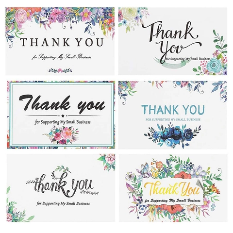 Floral Thank You Cards For Supporting My Small Business Botanical Design Gift Packaging Decor Note For Shop Customers