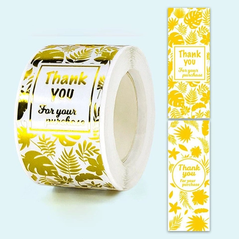 Adesivi Tropicali Thank You Per Il Tuo Acquisto Etichette Adesive In Foglia Oro Per Confezioni Regalo Piccola Impresa