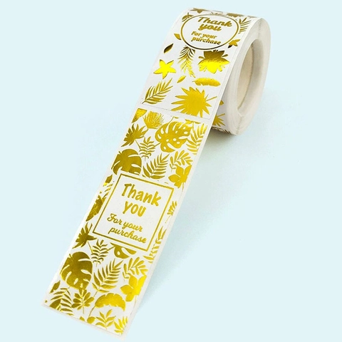 Adesivi Tropicali Thank You Per Il Tuo Acquisto Etichette Adesive In Foglia Oro Per Confezioni Regalo Piccola Impresa