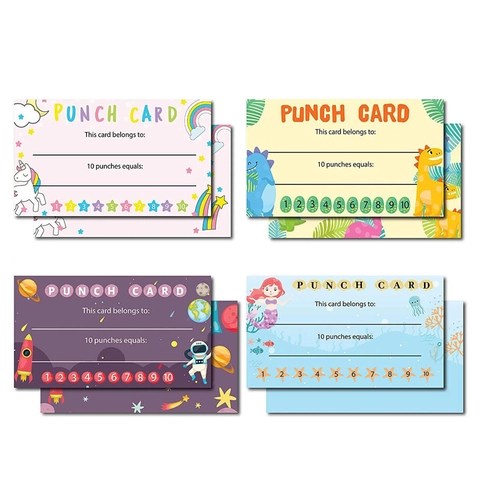 Kids Behavior Reward Punch Cards For Classroom Home Motivation Incentive Cards Unicorn Dinosaur Mermaid Space Themes