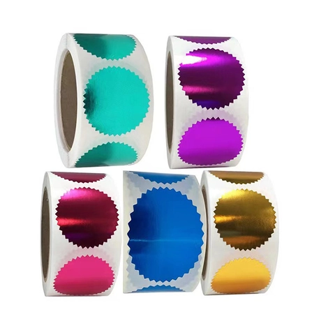 Metallic Serrated Round Seal Stickers For Gift Wrapping Wedding Certificate Scrapbooking Decorative Adhesive Labels Foil