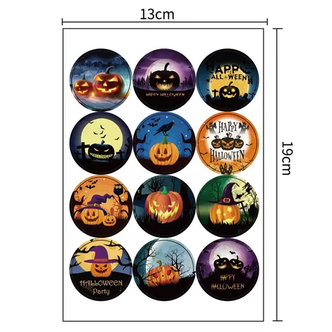 Adesivi Halloween Motivi Zucca Teschio Fantasma Pipistrello Etichette Adesive Tonde Per Decorazione Festa Cottura Regali