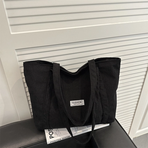 Damen Cord Tote Bag Große Kapazität Vintage Casual Umhängetasche Für Pendeln Schule Reise Arbeit Handtasche