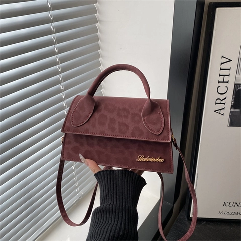 Damen Leopardenmuster PU Leder Umhängetasche Minimalistische Quadratische Schultertasche Mit Tragegriff Stilvolle Handtasche Mit Tiermuster