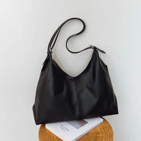 Bolso Tote de Cuero PU de Gran Capacidad Vintage Para Mujer Bolso de Axila Minimalista Hobo Bolso de Hombro Ajustable Bolso Urbano
