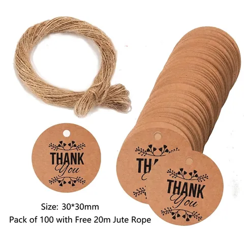 Etichette Regalo Grazie in Carta Kraft Con Spago di Juta Per Matrimonio Festa Compleanno Confezione Regalo