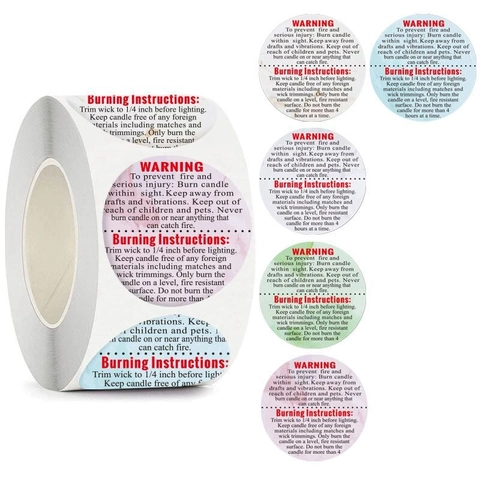 Adhesive Round Candle Warning Stickers Circular Safety Labels Burning Instructions For Jar Candles Tins Handcrafted Decor