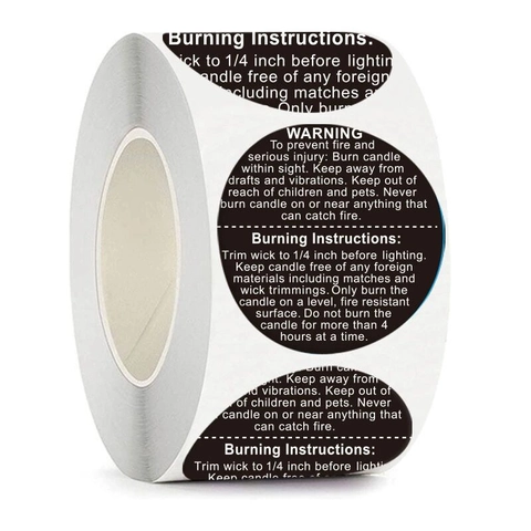 Ronde Kaars Waarschuwing Stickers Veiligheidsetiketten Voor Pot Container Kaarsen Maken Brandinstructies Waterdichte Decals