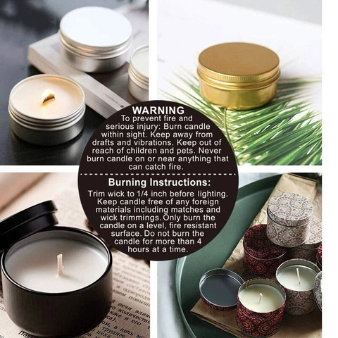 Ronde Kaars Waarschuwing Stickers Veiligheidsetiketten Voor Pot Container Kaarsen Maken Brandinstructies Waterdichte Decals