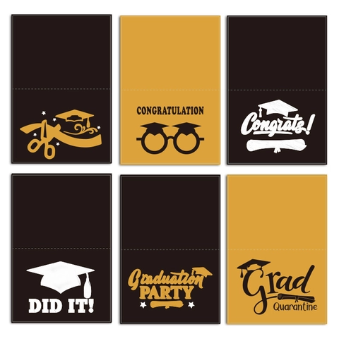 Graduation Greeting Cards With Envelopes Seal Stickers Congrats Grad Cap Pattern Kraft Paper Party Invitation Card
