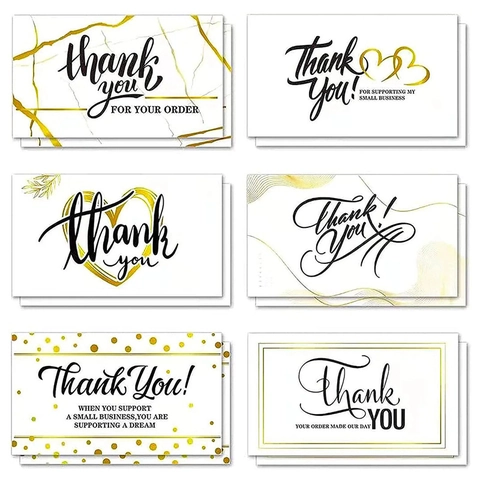 Minimalist Gold Foil Marble Heart Thank You For Supporting My Small Business Cards For Packaging Gift Decoration Shipping