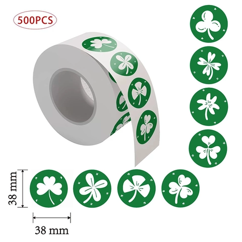 St. Patrick's Day Adesivi Trifoglio Verde Quadrifoglio Etichette Rotonde Per Decorazioni Festa Festival Irlandese Confezioni Regalo