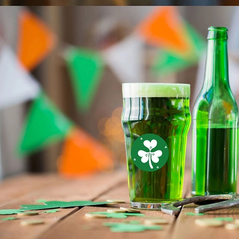 St. Patrick's Day Adesivi Trifoglio Verde Quadrifoglio Etichette Rotonde Per Decorazioni Festa Festival Irlandese Confezioni Regalo
