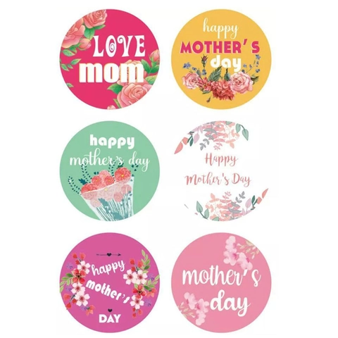 Runde Muttertags Aufkleber Blumen Herz Design Haftetiketten Für Geschenkverpackung Umschlagsiegel Warmes Festliches Dekor Für Mama