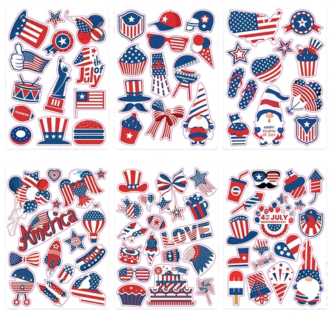Patriotische Amerikanische Flagge Unabhängigkeitstag Aufkleber Wasserdicht DIY Decals Vierter Juli Feier Party Deko Aufkleber