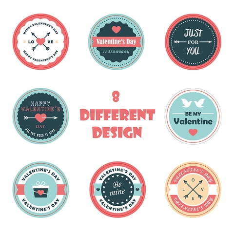 Fijne Valentijnsdag Hart Ronde Stickers Gecoat Papier Afdichting Etiketten Voor Geschenkdoos Enveloppe Decoratie Romantische Stickers